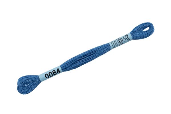 Мулине Gamma 100% хлопок, цв.0084 синий, 24 мотка по 8 метров
