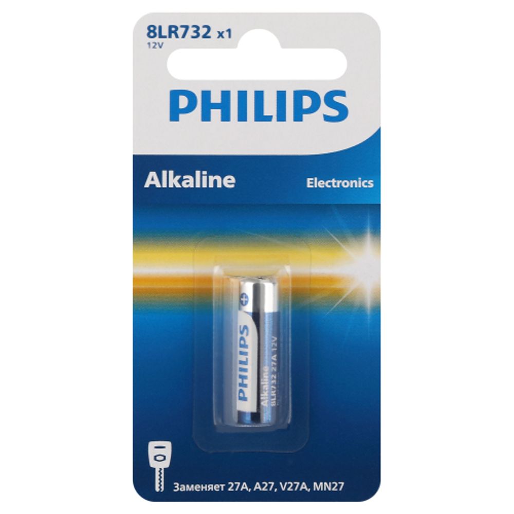 Батарейки Philips 8LR732/51 алкалиновые 12v 1 шт. MN27-1BL (1/20/200/22400) | Батарейки Щелочные (Алкалиновые)