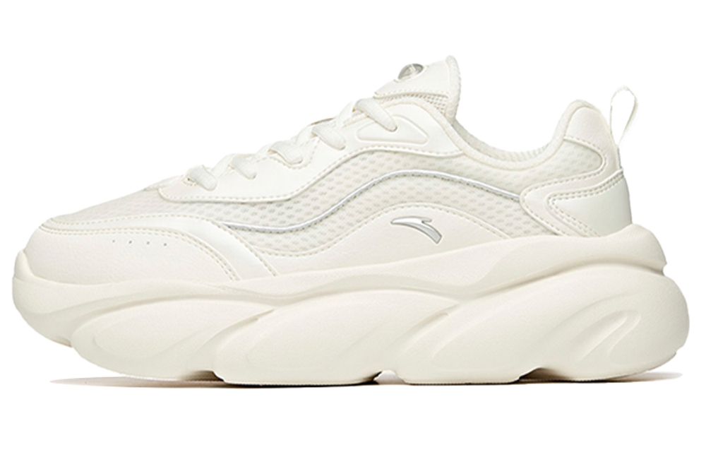 Anta Claw Meow Shoes Cushioning Slip Resistant Abrasion Resistant Breathable Low top Chunky Sneakers Women"s White