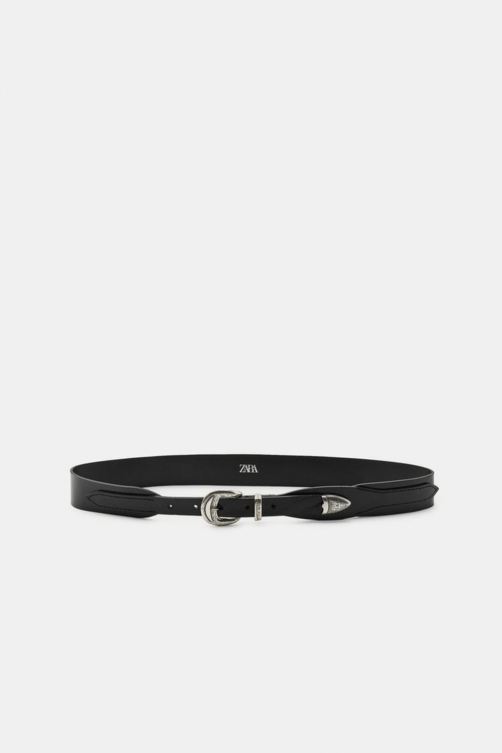 ZARA КОВБОЙСКИЙ РЕМЕНЬ ИЗ 100% КОЖИ, ЧЕРНЫЙ