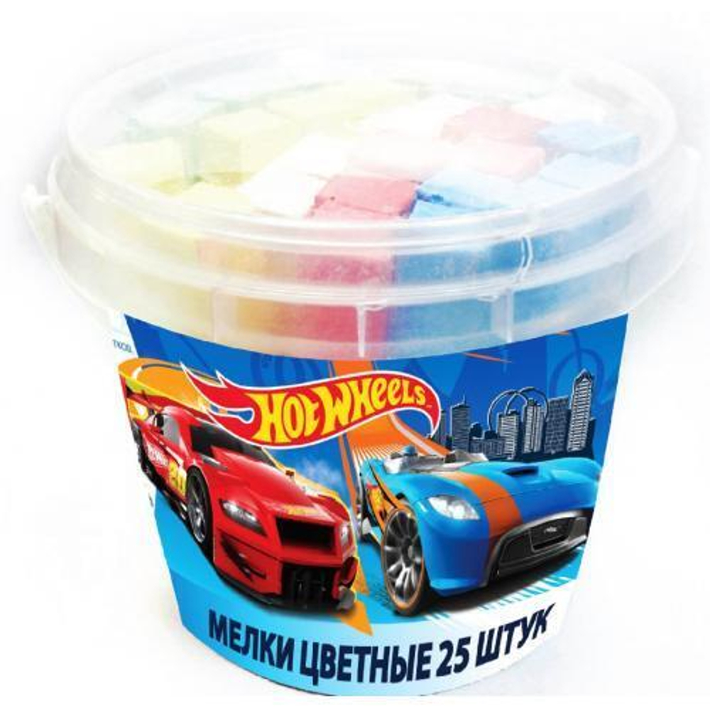 Мелки цветные "Hot Wheels" 25 шт., в ведре (Центрум)