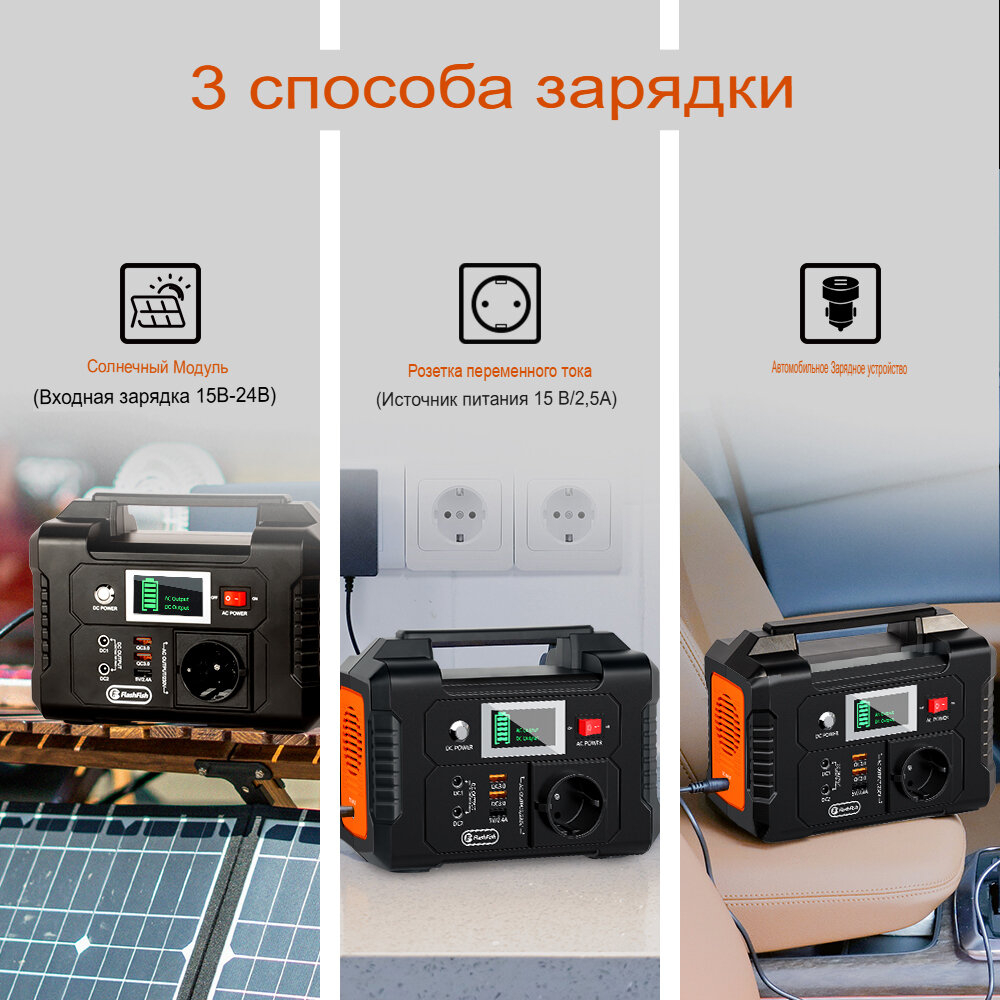 Электростанция портативная 151WH(13,6ач/11,1В) 230В 200Вт E200 Flashfish