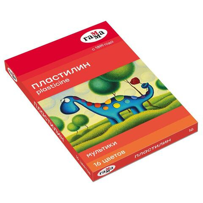 Пластилин классический "Мультики" 16 цветов, 320 гр, со стеком (Гамма)