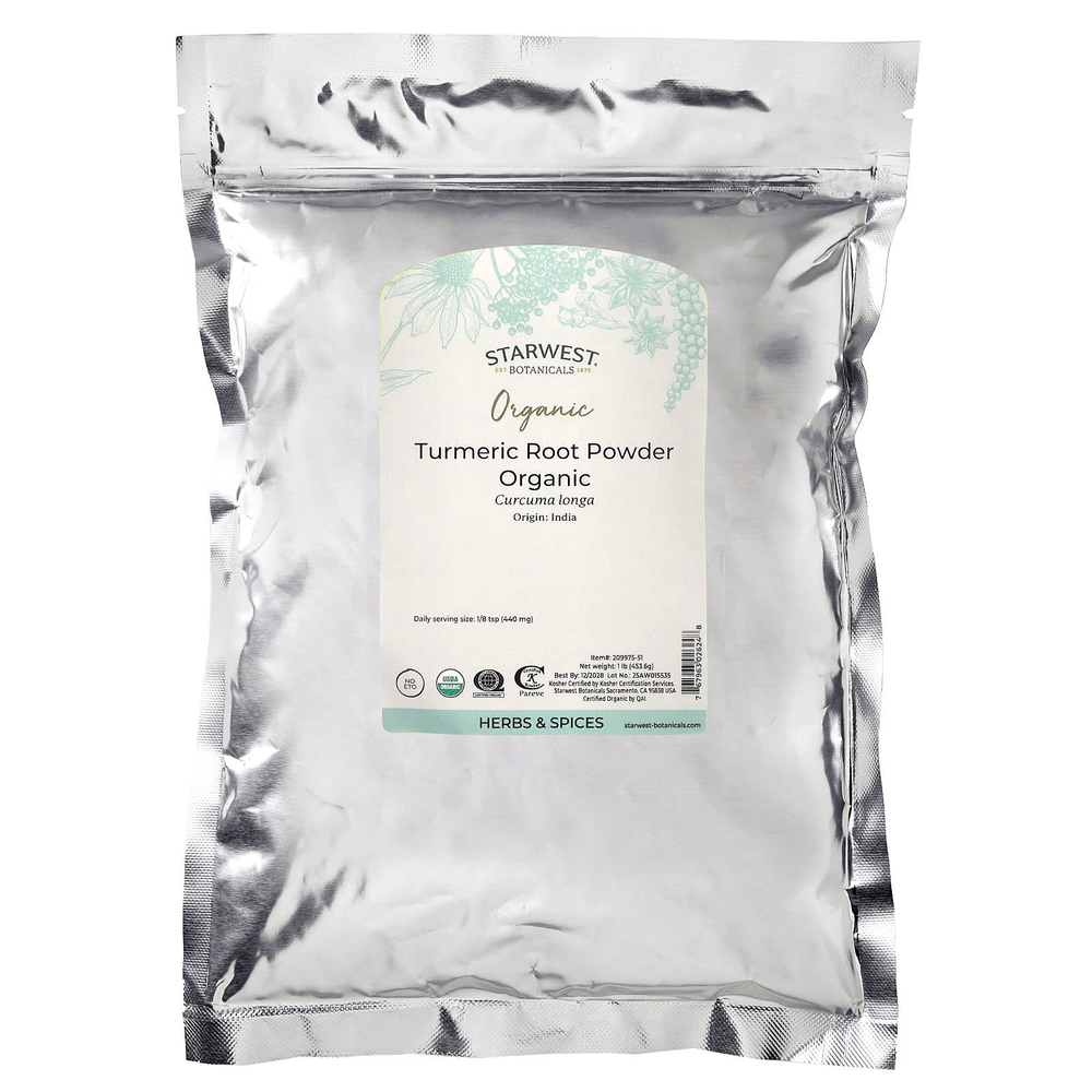 Starwest Botanicals, Органический порошок куркумы, 1 фунт (453.6 г)