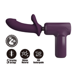 Фиолетовый вибромассажёр с поступательными движениями Pretty Love DJ Scholar Thrusting Super Powerful Gun Massage Purple BW-055028
