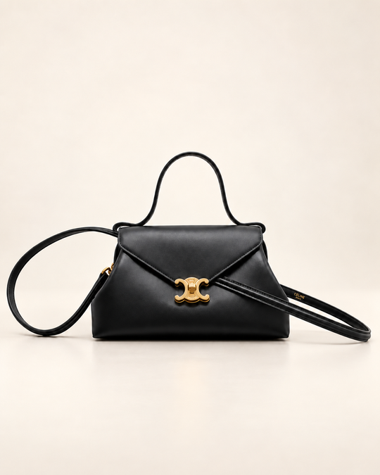 Сумка Celine Flair, чёрная, гладкая кожа