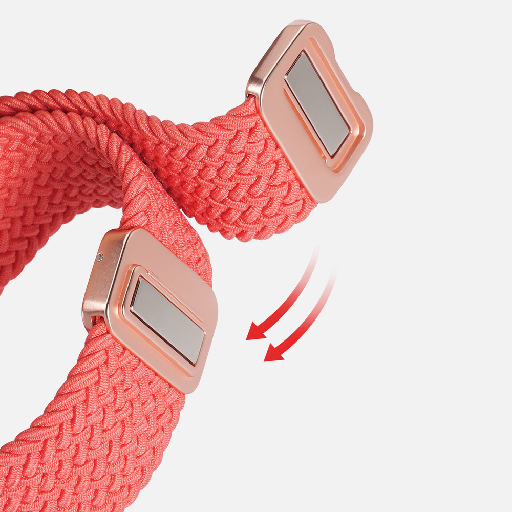 Эластичный ремешок красного цвета (Guava) от Dux Ducis для смарт часов Samsung Galaxy Watch 45 и 46мм (размер крепления 22мм), серия Strap (Mixture Pro Series)