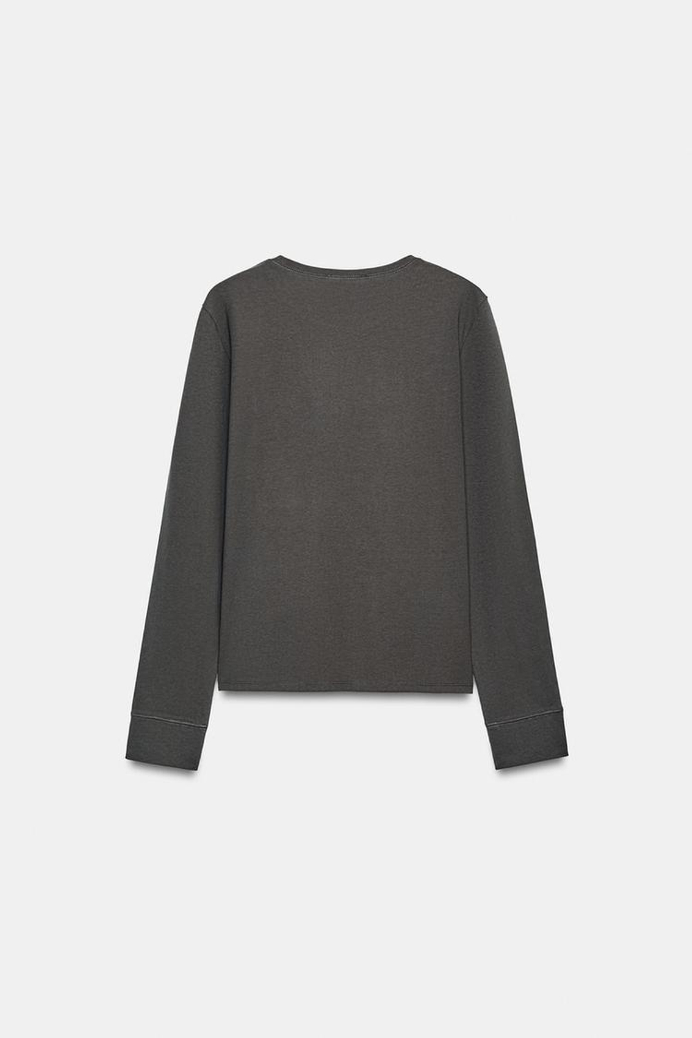 ZARA ФУТБОЛКА ИЗ РУСТИКАЛЬНОГО ХЛОПКА, УГОЛЬНЫЙ