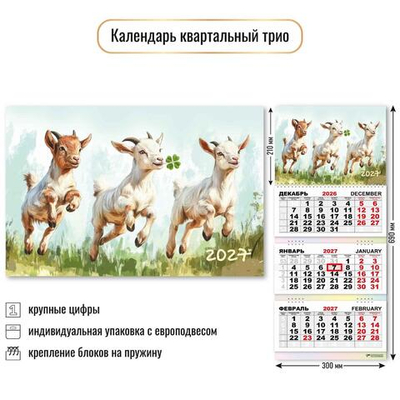 Календарь трио 2027 "Символ года" 10019 (Квадра)