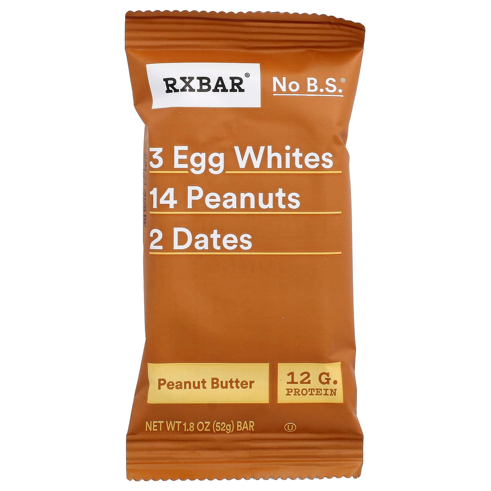 RXBAR, протеиновый батончик, арахисовая паста, 12 батончиков по 52 г (1,83 унции)