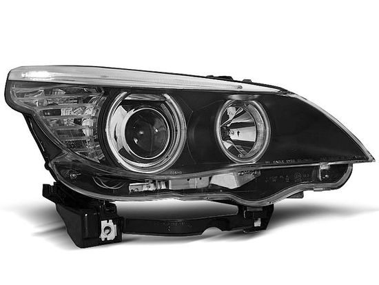 Передние фары Bmw 5 E60/E61 angel eyes ccfl black