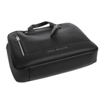 ARMANI EXCHANGEAE Cracked Leather Portable One Shoulder Crossbody Briefcase Men"s Black