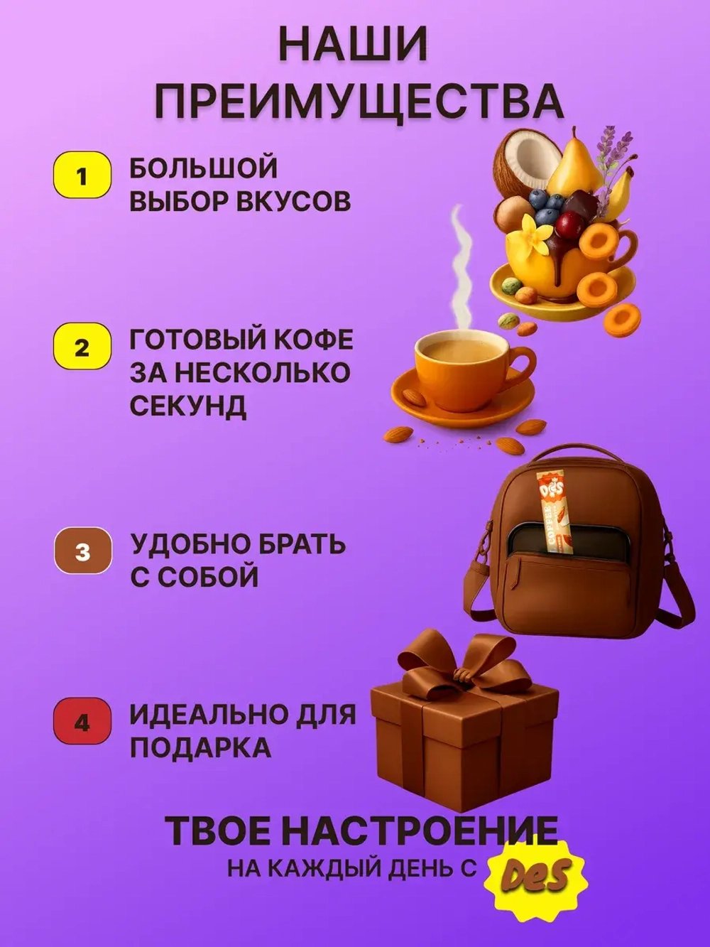 Кофе 3 в 1 Капучино Латте 8 вкусов по 30 гр