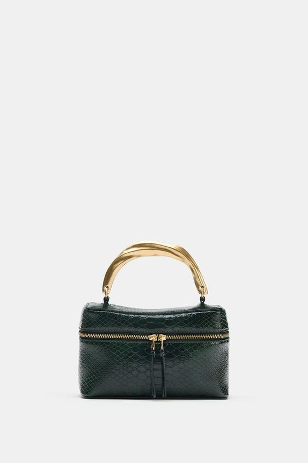 ZARA СУМКА-НЕССЕССЕР С РЕЛЬЕФНОЙ ФАКТУРОЙ, ЗЕЛЕНЫЙ