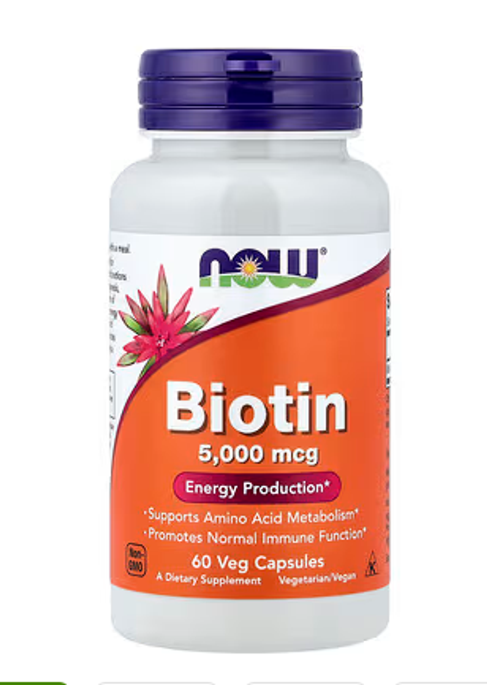 Now Foods Biotin 5,000 mcg 60 Veg Capsules | NOW Foods, biotin, 5000 mkg, 60 ta vegetarian kapsula