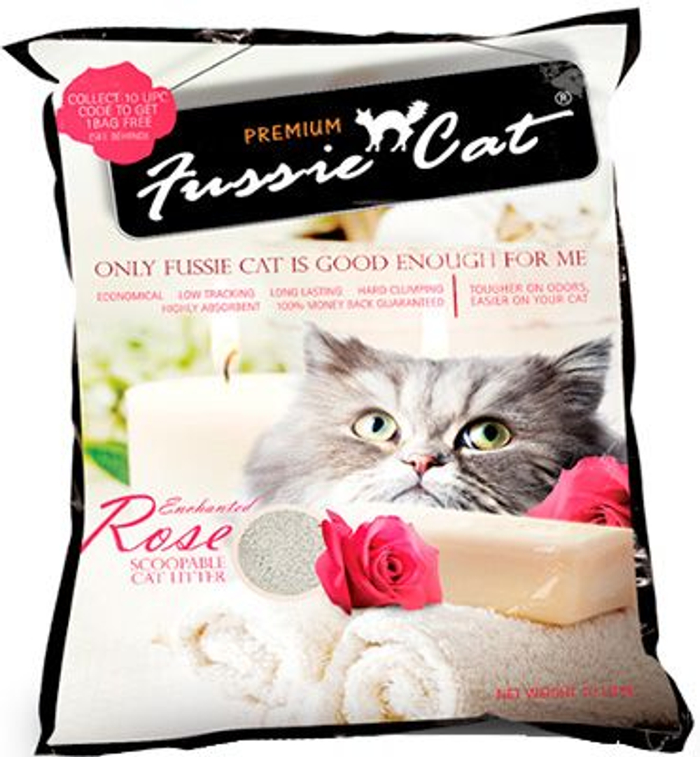 Наполнитель Fussie Cat комкующийся Роза для кошек 10 л
