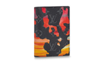 LOUIS VUITTON Coated Canvas Card Holder Passport Holder Men"s Gray/Red
