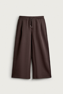 ZARA БРЮКИ BALLOON FIT С ЗАЩИПАМИ, КОРИЧНЕВЫЙ