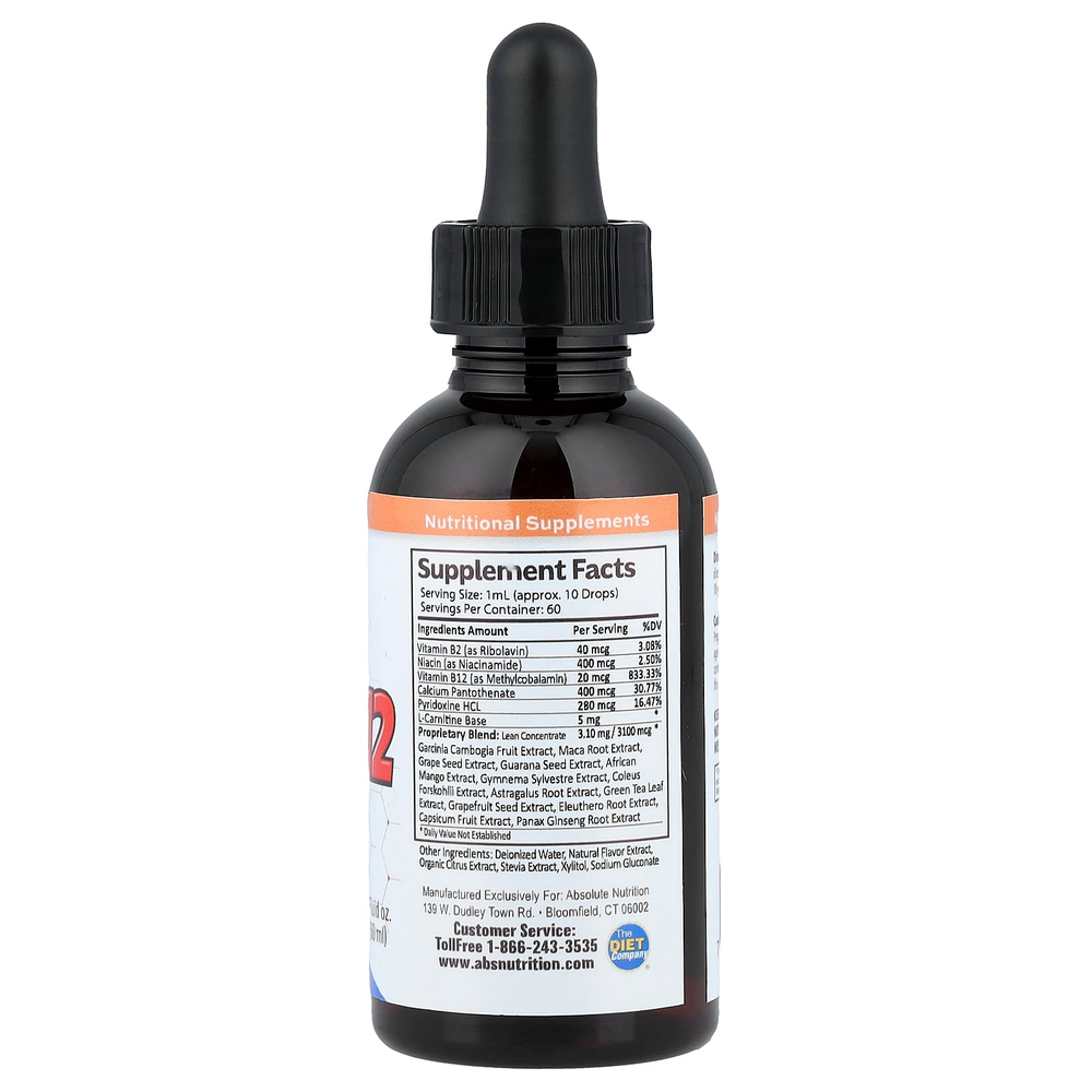 Absolute Nutrition, Африканское манго, капли B12, 60 мл (2 жидк. унц.)