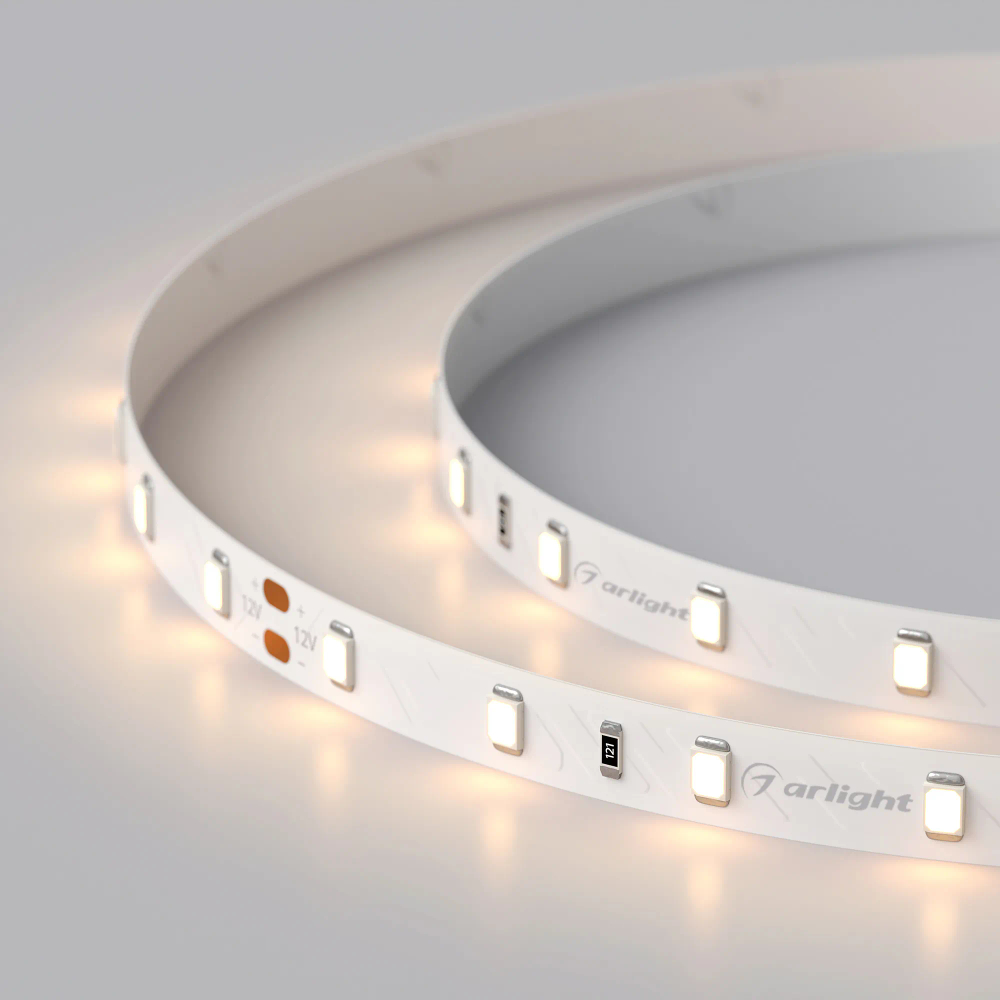 Светодиодная лента RT-A60-8mm 24V Warm2700 (7.2 W/m, IP20, 2835, 5m) (Arlight, Открытый) 020013(2)