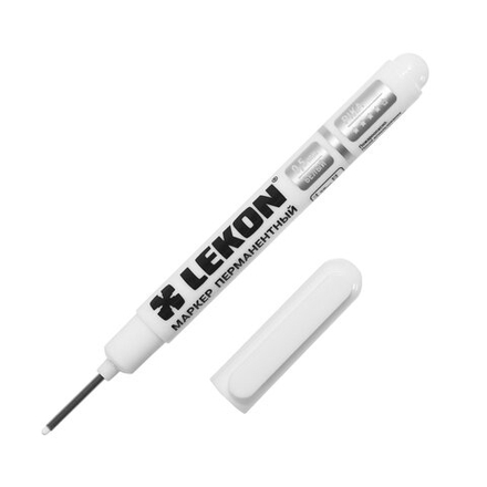 Маркер LEKON Pika Перманентный, удлиненный наконечник 10/100/3200 цвет: белый 0,5мм
