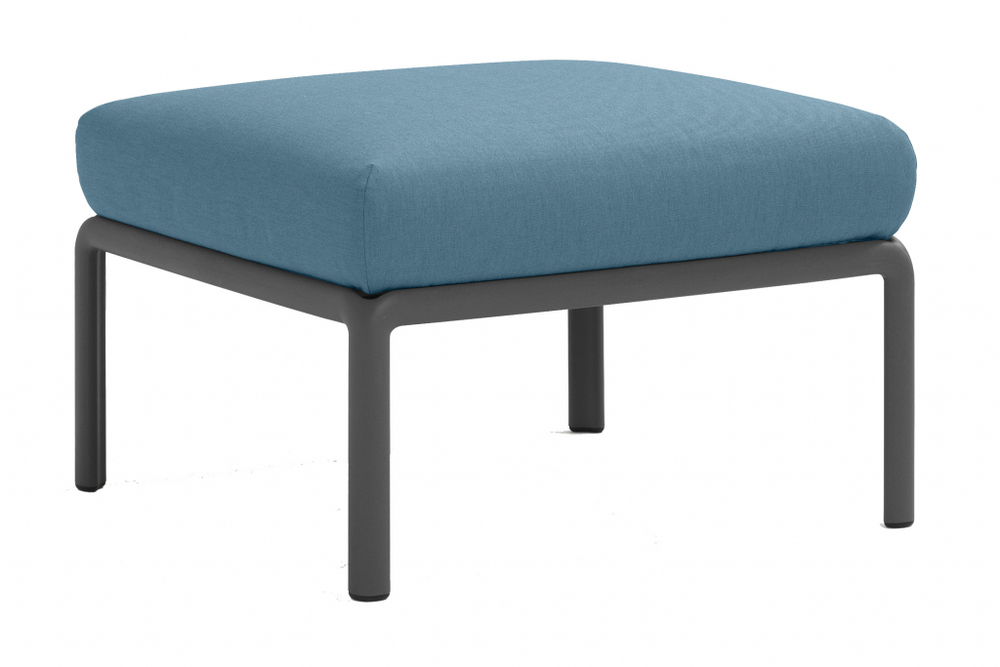 Пуф пластиковый с подушкой Nardi Komodo Pouf, антрацит, синий