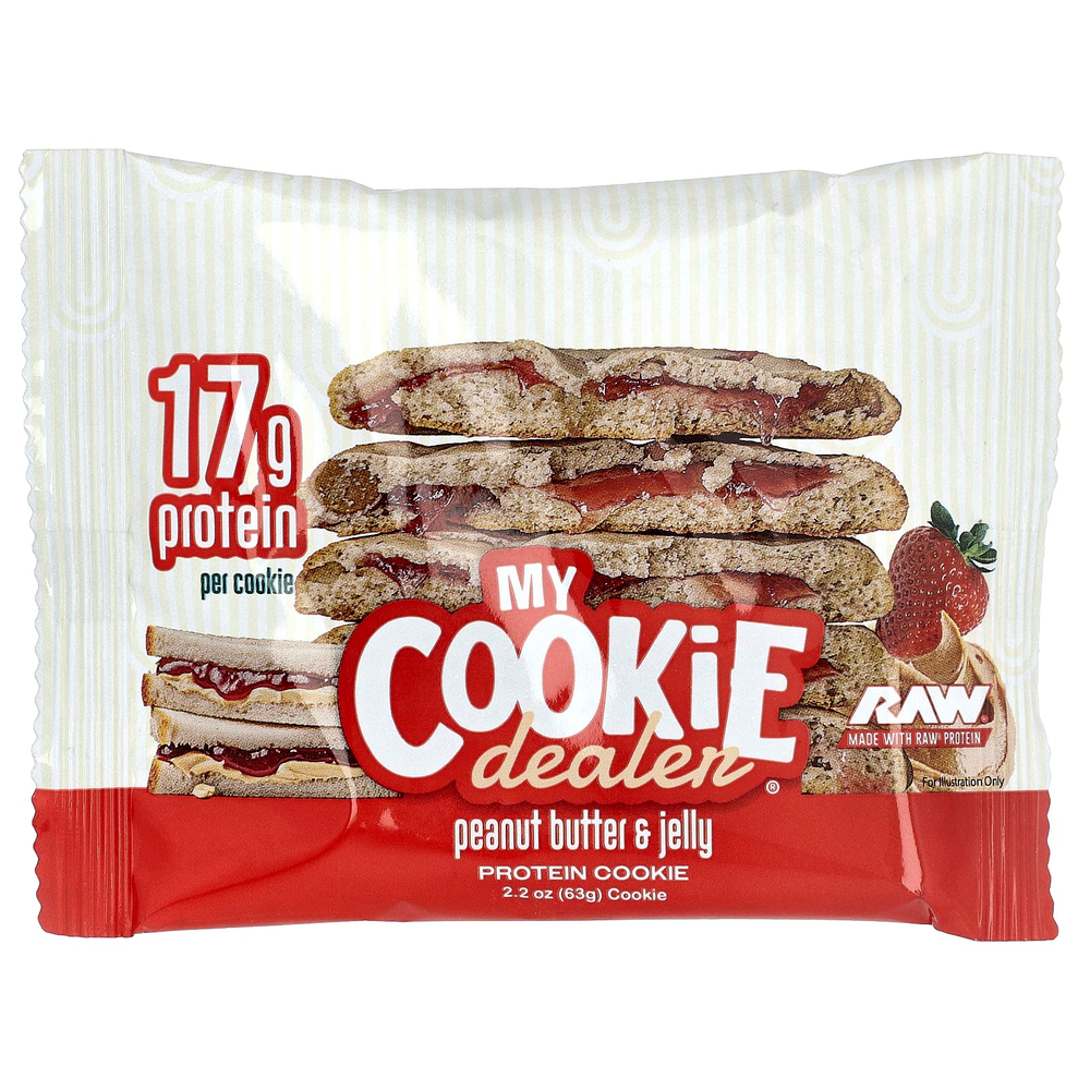My Cookie Dealer Protein, протеиновое печенье, арахисовая паста и желе, 12 шт. по 63 г (2,2 унции)