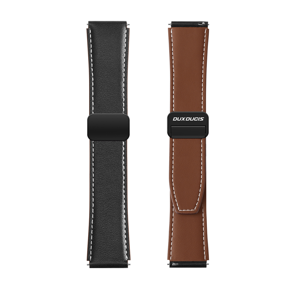 Ремешок из натуральной кожи черного цвета для смарт часов Samsung Galaxy Watch 45 и 46мм (размер крепления 22мм), серия YA Series от Dux Ducis
