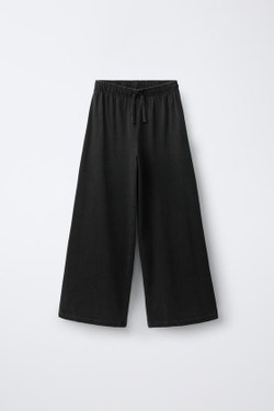 ZARA БРЮКИ WIDE LEG С ЭФФЕКТОМ ПОТЕРТОСТИ И ЗВЕЗДАМИ, АНТРАЦИТОВО-СЕРЫЙ