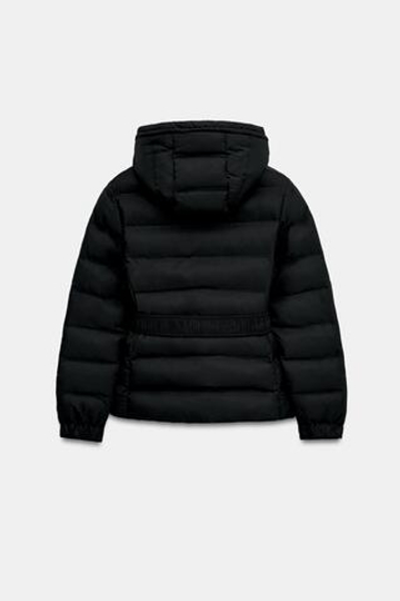 ZARA КОРОТКИЙ ВЕТРОЗАЩИТНЫЙ НЕПРОМОКАЕМЫЙ АНОРАК С КАПЮШОНОМ, ЧЕРНЫЙ