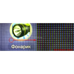Инструментальный цифровой микроскоп ToupCam HCAM02000KPA - микросъемка пикселей экрана телефона