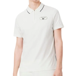 Мужское теннисное поло Lacoste Ultra Dry Badge Accent Tennis Heritage - white/navy blue