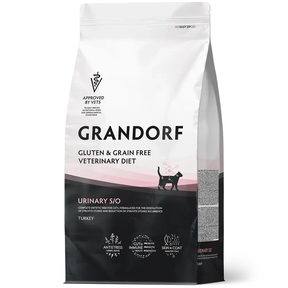 Сухой корм GRANDORF VETERINARY DIET Cat URINARY S/O Полнорационный диетический корм для кошек при мочекаменной болезни, индейка 0,4кг