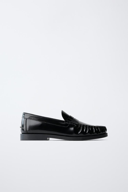 ZARA КОЖАНЫЕ ЛОФЕРЫ В КЛАССИЧЕСКОМ СТИЛЕ, ЧЕРНЫЙ