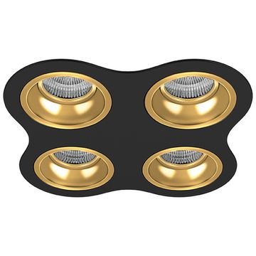 Комплект из светильников и рамки 4*GU5.3 D64703030303 чёрный/золото Domino Lightstar