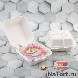 Коробочка для мини торта(бенто) гладкая (15 х 15 х 8 см) 50 шт