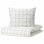 Комплект постельного белья IKEA VITKLOVER (ВИТКЛЕВЕР), Односпальный, Белый в клетку, 150x200, 50x80 см