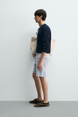 ZARA ДЖИНСОВЫЕ ШОРТЫ REGULAR FIT, ГОЛУБОЙ