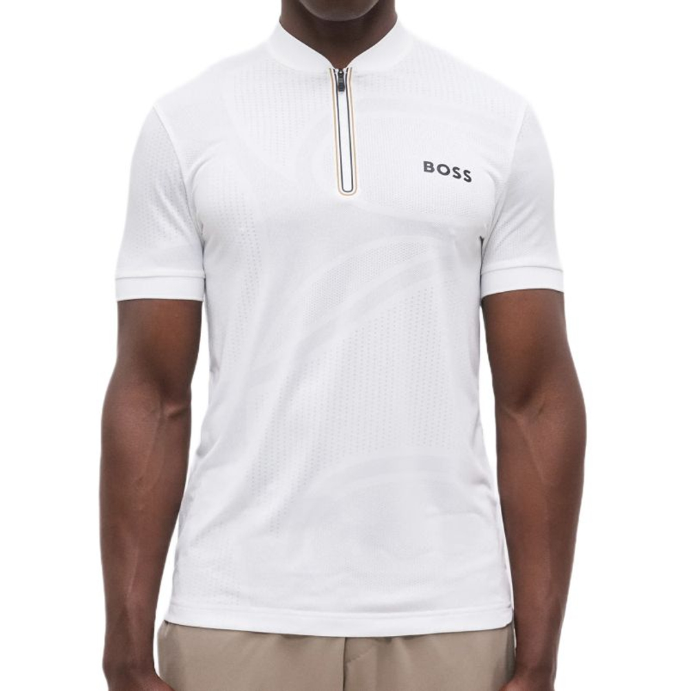 Теннисное поло BOSS TOC Serve 3 Zip - white