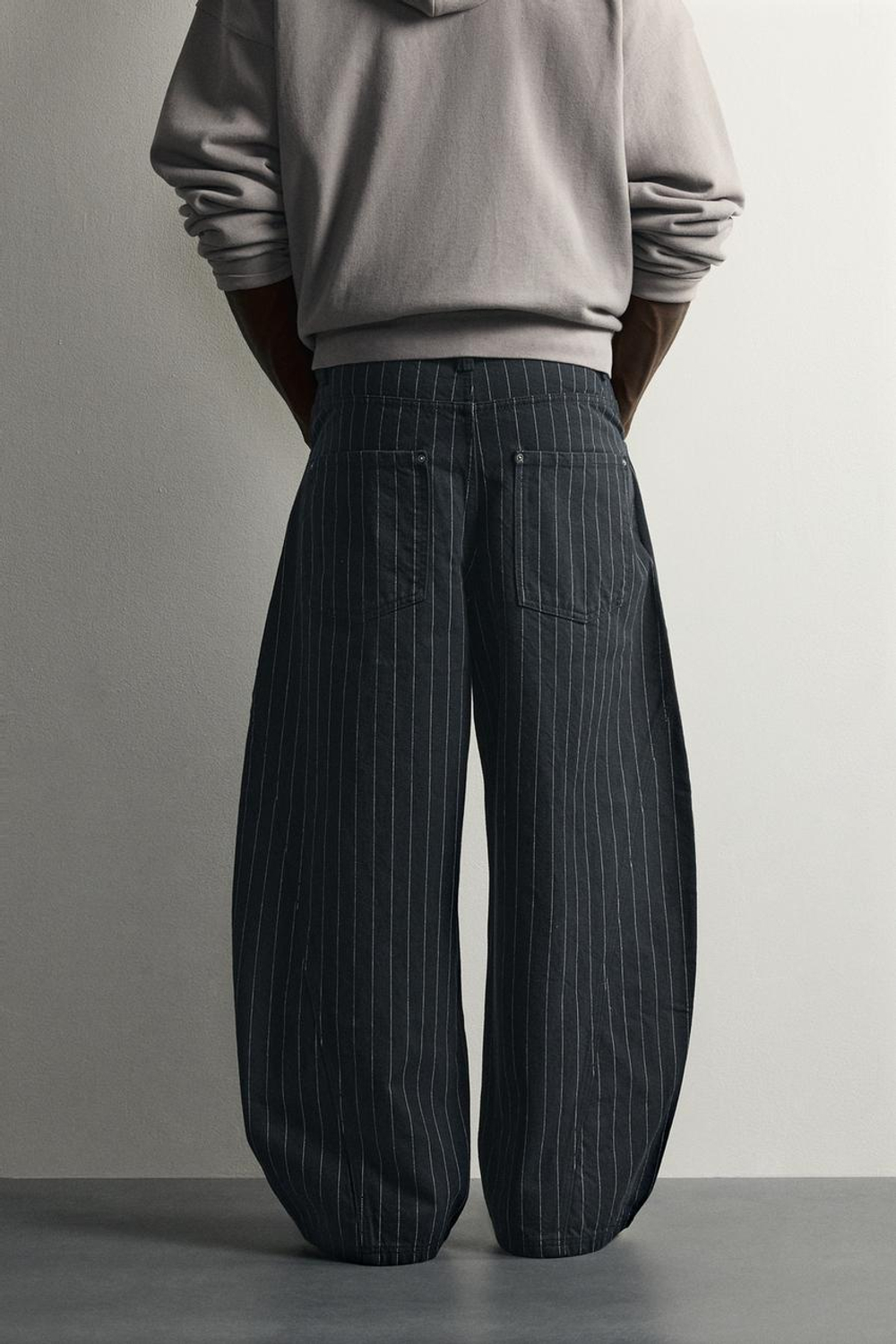 ZARA БРЮКИ BALLOON FIT В ТОНКУЮ ПОЛОСКУ, ПОЛОСКИ