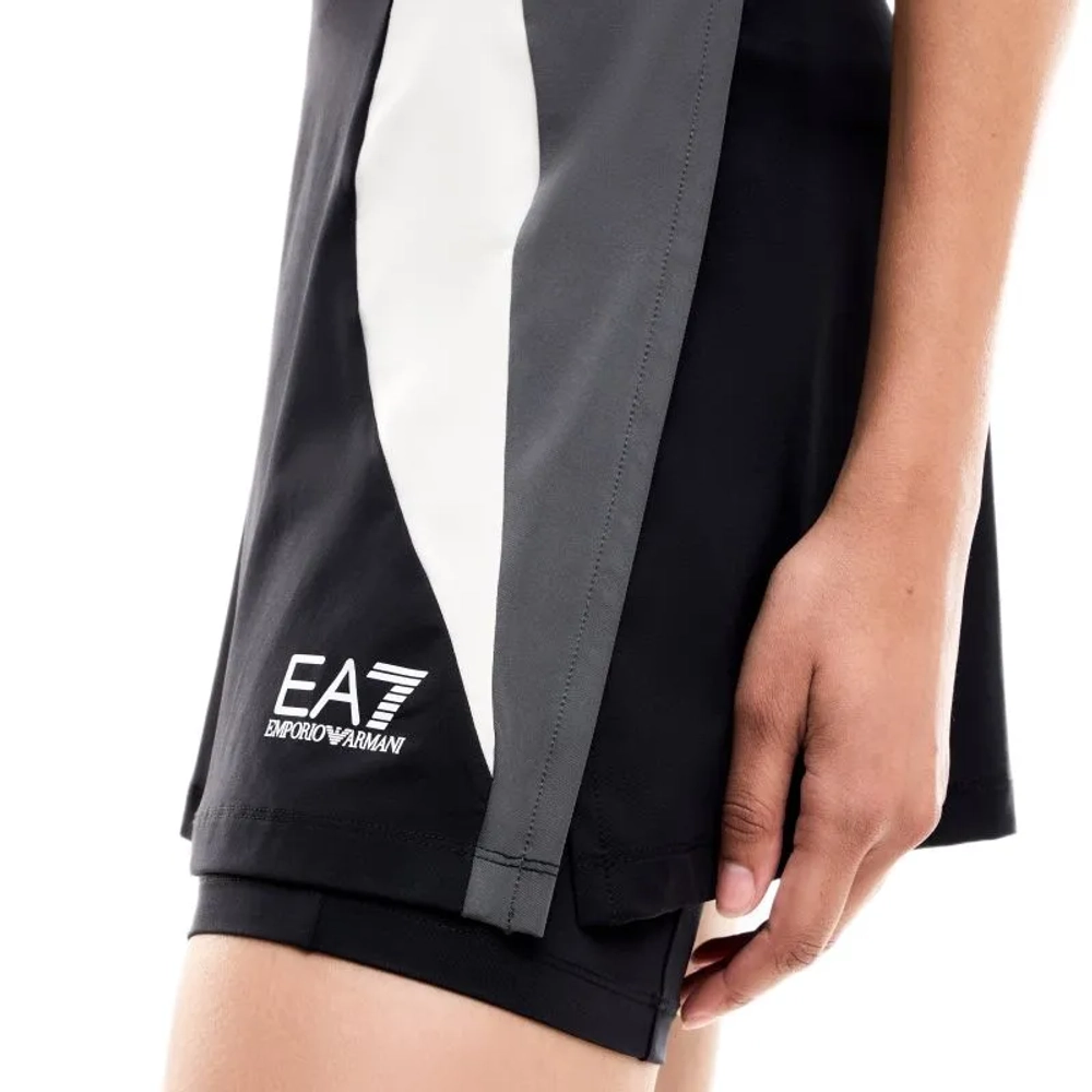 Теннисная юбка EA7 Woman Jersey - black/butter/asphalt