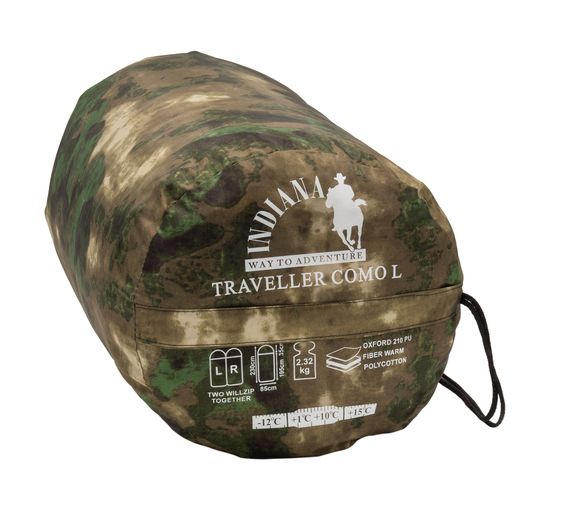 Спальный мешок INDIANA Traveller Camo R-zip от -12 °C (одеяло с подголовником 230+35X90 см)