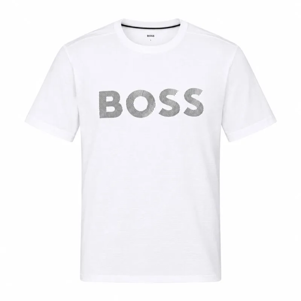 Мужская теннисная футболка BOSS Slim Fit Active Logo - white