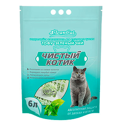 Чистый Котик наполнитель Тофу зеленый чай, 6л