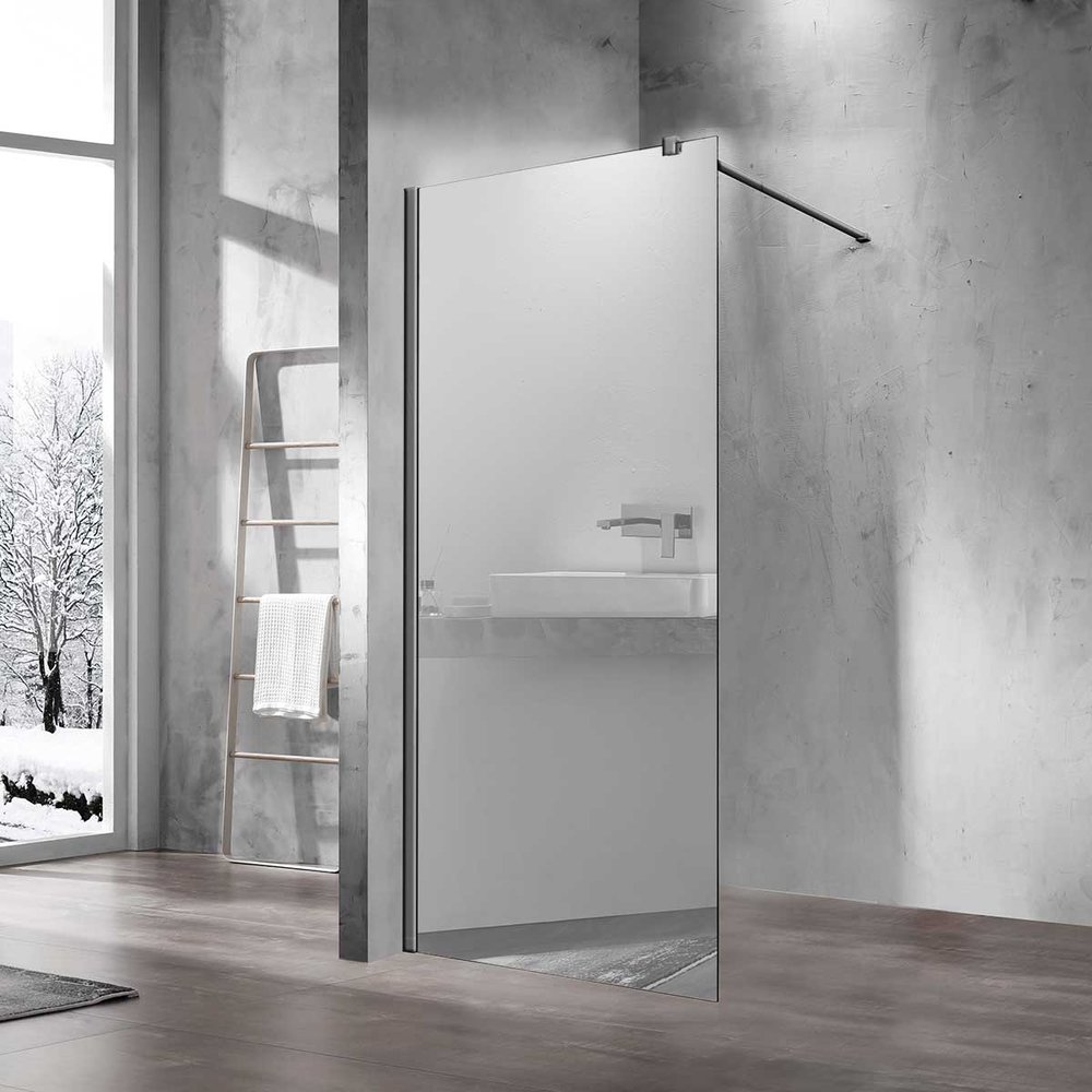 Душевая перегородка Vincea Волк-Ин (Walk-In) VSW-1H800MRGM, 800*2000, вороненая сталь, стекло зеркальное
