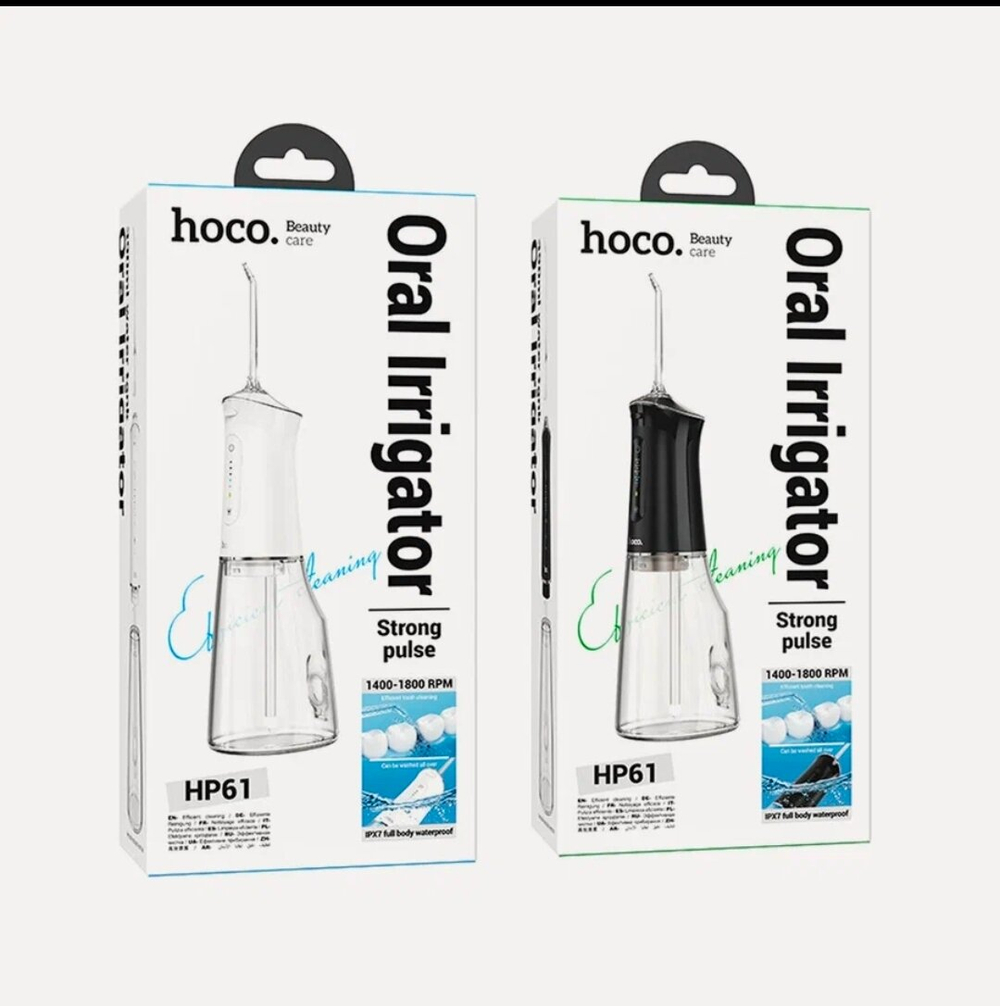 Ирригатор Hoco HP61, портативный, для полости рта, 5 насадок, белый