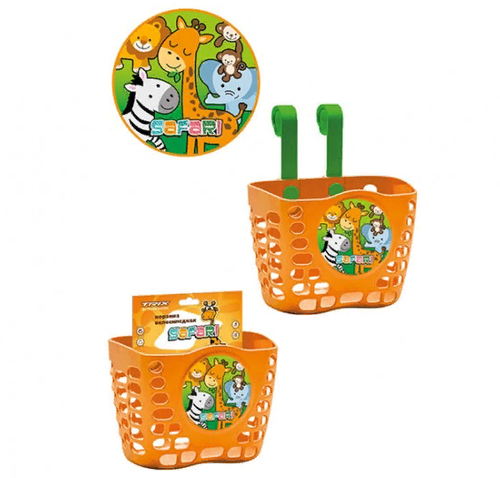 Корзина TRIX Safari детская 12"-16", крепление на руль, 190х125х140мм, пластиковая, оранжевая