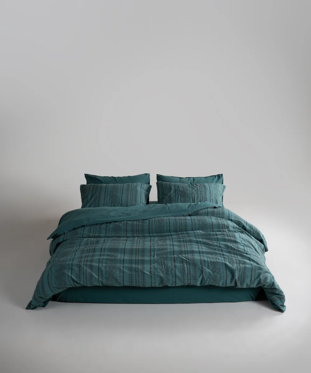 Lımasso КПБ 4 пр. Coastal Trio Dark Green ЕВРО пододеяльник 200*220, простынь 240*260, наволочки 50*70 2шт — фото 6