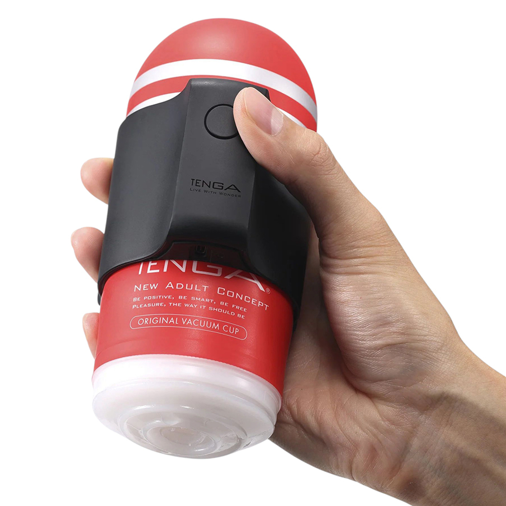 Набор: вибронасадка Tenga Cup Vibrator + 2 мастурбатора Original Vacuum Cup и Premium Original Vacuum Cup