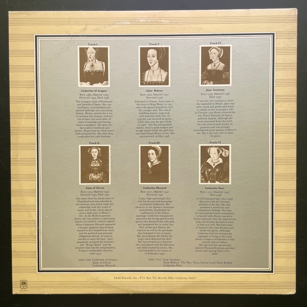 Rick Wakeman ‎– The Six Wives Of Henry VIII (США 1973г.)
